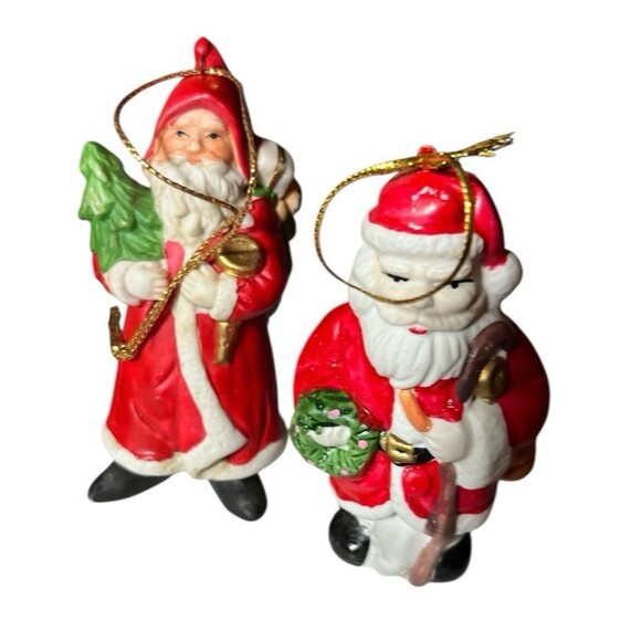 Mixed Lot 8 Vintage Santa Ornaments Retro Ceramic Resin Plastic 3"-4" - Picture 4 of 6